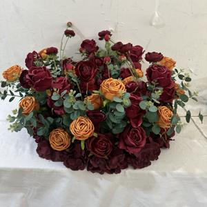 Centro de Mesa de Flores Artificiales Color Rojo Vino y Naranja de 60 cm, Personalizable y Exclusivo de GreenLife, para Decoración de Mesa de Comedor y Banquetes - Product Image 5