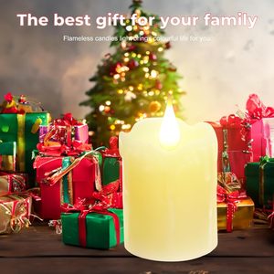 Wholesale 6pcs Battery Operated LED <strong>Tea</strong> <strong>Lights</strong> Candles Real Wax Remote Timer Moving Flame Home Decoration Rechargeable Candle - Product Image 4