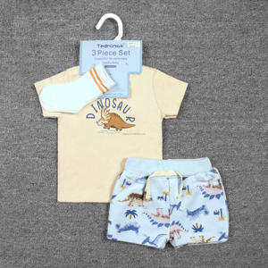 Conjuntos de Ropa de Verano para Bebés al por Mayor, 0-24 Meses, Juego de 3 Piezas con Diadema, Algodón, Estampado Floral, Estilo Europeo-Americano - Product Image 1