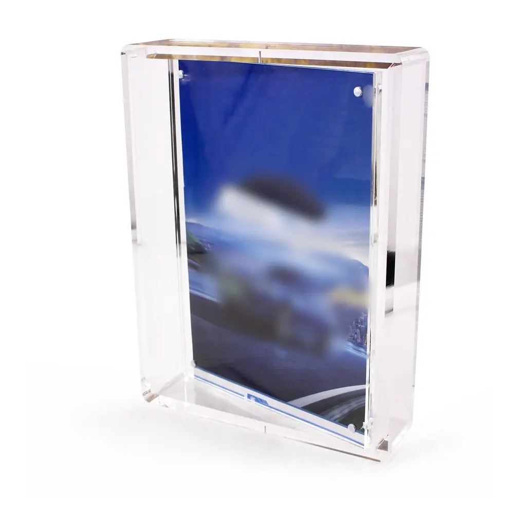 Cadre photo rotatif à 360 degrés en acrylique personnalisé en usine Cadre photo magnétique rotatif en acrylique