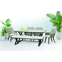 2023 Новый дизайн Садовая мебель Ратановое кресло и столик для обеда Садовая кухня Садовая мебель Современный столик с 6 посадочными местами