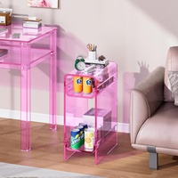 Table d'appoint pliable moderne en acrylique transparent, table de chevet étroite pour chambre à coucher et salon, table d'appoint mince