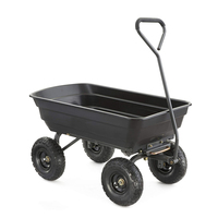 Chariot à outils de jardinage de grande capacité Chariot à benne basculante en poly Mini Dumper avec cadre en acier et pneus pneumatiques de 10 pouces