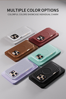Étui en cuir magnétique ondulé élégant JOYPORODO V-L05 pour iPhone 14 15 16 17 Pro Max, antichoc, en cuir, pour affaires
