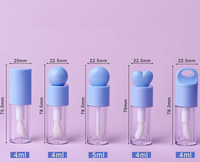 Tubes de gloss à lèvres en plastique rose de 3 ml, 4 ml, 6 ml, en forme de cœur, avec un grand pinceau, tubes d'huile à lèvres