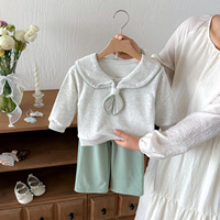 Ensemble deux pièces mignon et tendance pour bébé fille, sweat-shirt à col marin et pantalon large pour enfants, printemps-automne