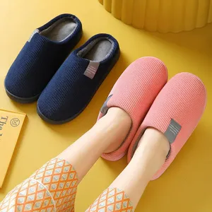 Pantofole da Donna e <span class=keywords><strong>Uomo</strong></span> all'Ingrosso, Punta Rotonda, Tomaia in Cotone, Suola Spessa e Morbida, Antiscivolo, Termiche, per Interni <span class=keywords><strong>Invernali</strong></span> - Product Image 2