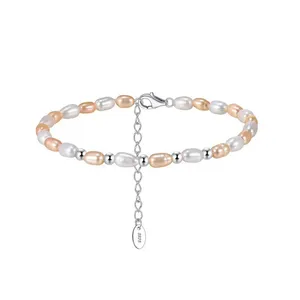Joyería Fina, Pulsera de Plata de Ley 925 <span class=keywords><strong>con</strong></span> Perlas Barrocas Mixtas Blancas y Rosas, Joyería Elegante para Mujer, Regalos - Product Image 5