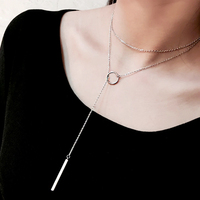 FY-PL250 Collier Géométrique Vintage en Argent Plaqué Rhodium pour Femme, Bijou de Mode Mariage, Cadeau Raffiné et Original