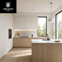 Ensembles d'armoires de cuisine modernes et élégants, design modulaire en verre acrylique, construction en MDF écologique, plan de travail en marbre, garantie 5 ans