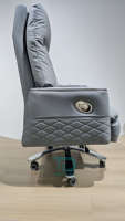 Fauteuil de bureau de direction de luxe FoShan à dossier haut, pivotant, en cuir véritable, inclinable électriquement avec massage et ventilation réglables
