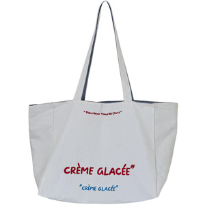 <b>Canvas</b> Tote <b>Bag</b> White Blue Reversible Embroidered Letter Design <b>Large</b> Capacity Everyday Use Women's Shoulder <b>Bag</b> - Product Image 5