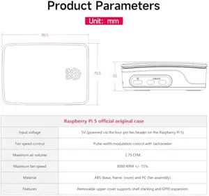 Aismartlink 라즈베리 파이 5 케이스-레드/화이트 케이스 라즈베리 파이 5 액티브 냉각 PWM 팬 보호