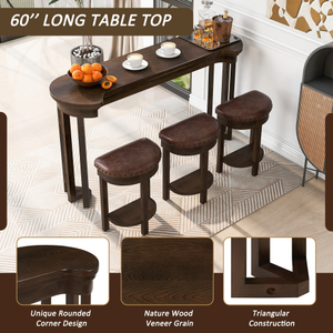 Modern 4-Piece <b>Bar</b> <b>Table</b> Set 3 PU Upholstered <b>Stools</b> Solid Wood Counter Height Dining <b>Table</b> for Hotel Home Use Eco-Friendly - Product Image 4