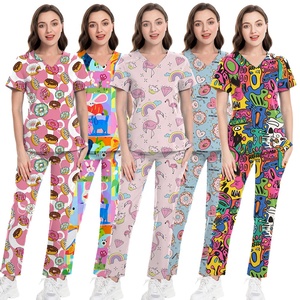Nuevo Diseño, Bonitos Uniformes Médicos con Estampado Floral y <span class=keywords><strong>Animal</strong></span>, Blusa de Enfermería, Ropa de Trabajo para Clínica Dental, Blusa Médica Estampada, Conjunto de Uniforme Médico para Mujer - Product Image 2