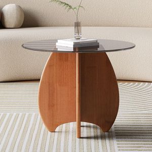 NKAHS Tempered Glass Coffee <b>Table</b> Set Modern Minimalist Light Luxury <b>Round</b> <b>Table</b> <b>Small</b> Space Home Dual-Size Combina - Product Image 3