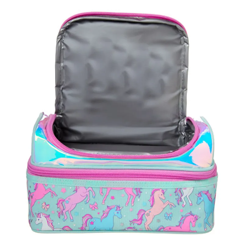 Экологически чистый изолированный детский Ланч-бокс bento, двухслойный термопакет с единорогом для школьниц