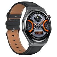 Smartwatch mit rundem Zifferblatt, Herzfrequenz- und Blutsauerstoffdruckmessung, Schlaf-Tracker, ultradünn, magnetisches Laden, Lederarmband, Geschenk