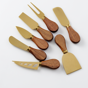 Brass Cheese <b>Knife</b> Set With Wooden Handles Durable Cheese Tools For Serving And Spreading - Product Image 1