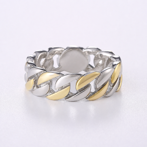 Anello a Catena Bicolore per Uomo, Stile Punk, Gioiello da Dito Trendy e Vistoso - Product Image 4