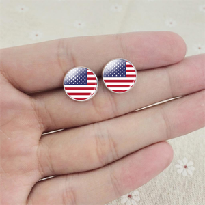 แฟชั่นผู้หญิงชุบเงินต่างหูธงประจำชาติแคนาดาอเมริกาเม็กซิโกจาเมกาบาฮามาสคิวบาบาร์เบโดสแก้วโดมต่างหูสตั๊ด - Product Image 5