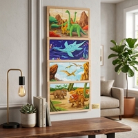 Puzzle éducatif en bois pour adolescents, thème dinosaures et scènes préhistoriques, avec revêtement pigmentaire à base d'eau, découpe pressée, finition mate lisse