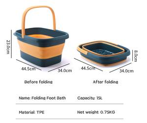 Vente en gros carré 15L bain de pieds pliant seau voyage Portable bain de pieds <span class=keywords><strong>massage</strong></span> pliable pieds bain bassin - Product Image 5
