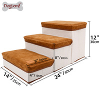 Rampe pliable de luxe en fibre pour chien et chiot, échelle à 3 marches pliable pour animaux de compagnie avec motif imprimé, boîte de rangement, accessoires pour animaux de compagnie