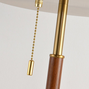 Matsutake Mushroom Table <strong>Lamp</strong> - Mid-Century Modern Design with Ribbed Glass Shade &amp; Walnut <strong>Stem</strong>, E27, Pull Cord Switch - Product Image 4