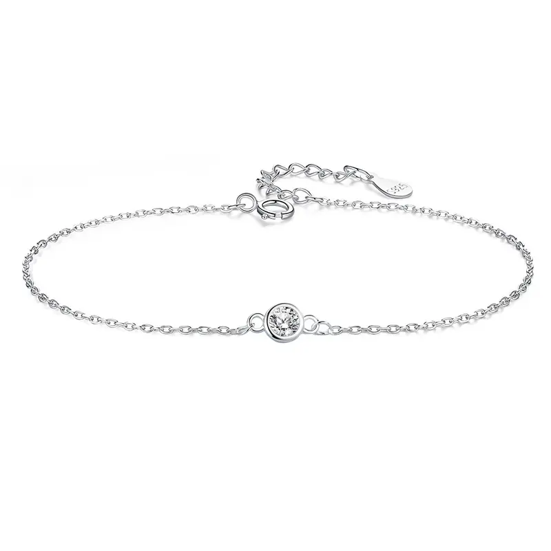 Single diamond charm bracelets for women sterling silver 925 bracelet custom inspirational bracelets bangles