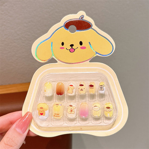Lot de 12 <span class=keywords><strong>faux</strong></span> ongles autocollants pour enfants, motif chat de dessin animé Kawaii, avec colle gelée, mignons ongles artificiels pour enfants, style <span class=keywords><strong>anime</strong></span> - Product Image 4