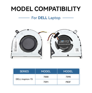 Ventilateur de refroidissement pour ordinateur portable Dell Inspiron 15 7000 7590 7591 P83F, ventilateur de refroidissement de processeur sans balais pour ordinateur portable Dell, remplacement - Product Image 2