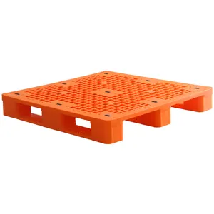 Heavy duty double side face 4 way entry industrial reversible warehouse use stackable large plastic pallet coloful