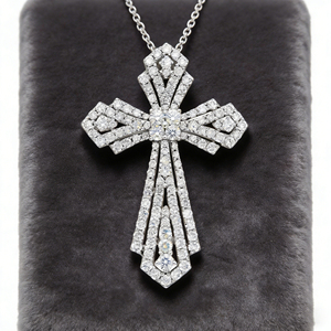 CUSTOM SILVER 14K GOLD PLATED VS QUALITY LAB GROWN CVD DIAMOND CLASSIC ENGAGEMENT GIFT LUXURY SWEATER <b>CHAIN</b> NECKLACE PENDANT - Product Image 2