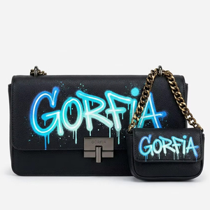 Bolso bandolera de gran capacidad con cadena, de cuero PU estampado, con logotipo personalizado, estilo vintage, conjunto de bolso mensajero de diseñador. - Product Image 3