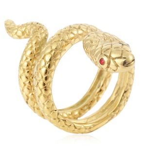 Anillo de Serpiente yunique, Color Oro y Acero, Engaste de Puntas, Joyería Unisex para Regalo, Diseño de Animal del Zodíaco - Product Image 3