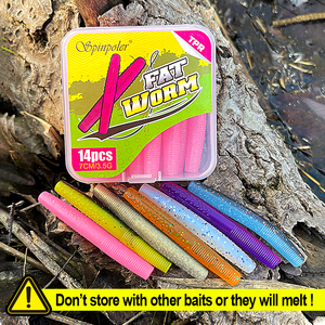 Spinpoler Fat Worm Senko <span class=keywords><strong>Finesse</strong></span> Tpr Ned Worm Rig 2.75" Stickbait Soft Fishing Lures Swim Bait 14pcs With Box Swimbait Bass Pike - Product Image 6