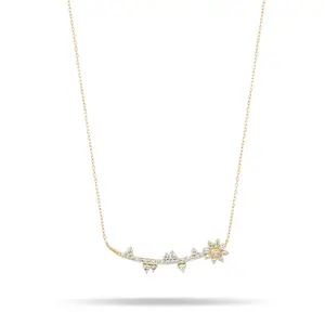 LOZRUNVE 925 Sterling Silver New Design Large Daisy Elegant Sweet Necklace Set for Women