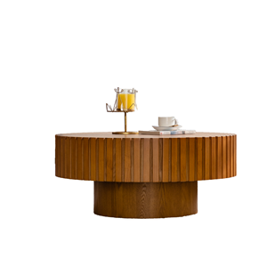 Hot Sale Modern 3D Vertical Grain Wooden Panel Coffee <strong>Table</strong> Set Wood Center <strong>Table</strong> Eco-Friendly Durable for Living Room Home - Product Image 6