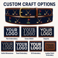 Ceinture de golf en broderie au point d'aiguille bleu ciel, motif personnalisé, tissée, pour cadeau de club, boutique professionnelle, faible MOQ