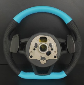 Volant personnalisé bleu et noir en cuir et fibre de <span class=keywords><strong>carbone</strong></span> pour Volkswagen Golf GTI R Line - Amélioration sportive - Product Image 2