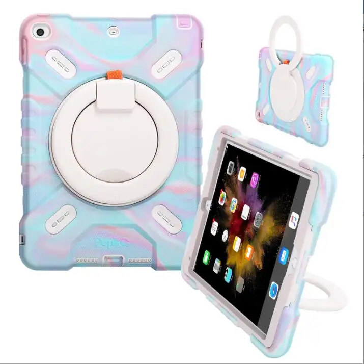 Colorful Heavy Duty Rotating Stand Rugged Kids Case for ipad 9.7/10.2 With Shoulder Strap for ipad Cover