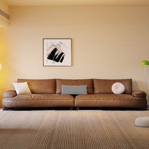 Canapé en cuir ciré de style américain vintage, luxe léger, salon, droit, deux places, style cube, petit et <span class=keywords><strong>grand</strong></span> - Product Image 2