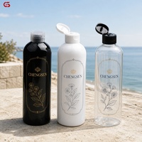 Bouteilles cosmétiques rondes en PET de 5 à 1000 ml avec pompe pulvérisatrice pour shampoing, nettoyant visage et sérum de soin de la peau, emballage personnalisé avec bouchon à clapet
