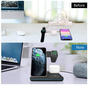 Cargador inalámbrico Qi para teléfono móvil, estación de carga <span class=keywords><strong>3</strong></span> en 1, portátil, para iPhone, auriculares Air Pod - Product Image 6