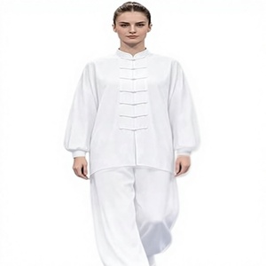 Costume d'arts martiaux Wing Chun blanc unisexe de la meilleure qualité, vêtements de Kung Fu, uniforme de Tai Chi chinois pour la performance, 100% coton - Product Image 1