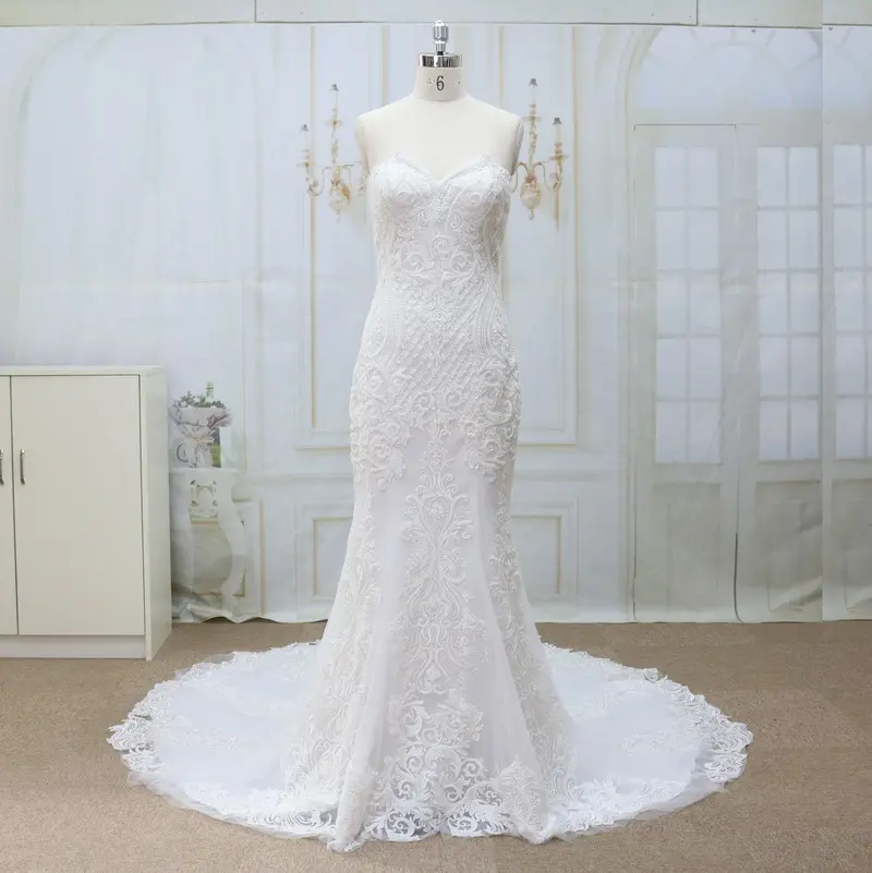 2023 luxury embroidery lace mermaid wedding dress detachable straps sweetheart neckline elegant bridal dresses