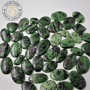 Zoisita Rubí Natural Roja y Verde Cabujón de Alta Calidad con Base Plana 25mm-40mm 4g-12g para Fabricación de Joyas Lote de Zoisita Rubí al por Mayor - Product Image 3