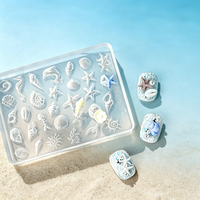 1 pièce Moule à ongles en silicone thème Océan d'été, Moules de manucure en gel 3D, Breloques coquillage, conque, étoile de mer, Fournitures, Gabarits réutilisables