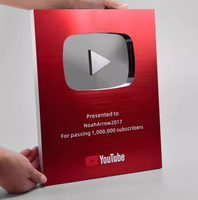 Botón de Aluminio para YouTube con Gráficos Impresos UV, Trofeos Metálicos, Excelente Reconocimiento y Aprobación, Venta al Por Mayor